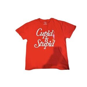 Cupid Is Stupid Oversized Short Sleeve Graphic T-Shirt - Red Size S